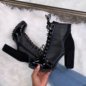 Black Python Print Booties